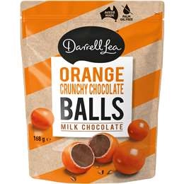 Darrell Lea Orange Crunchy Milk Chocolate Balls Share Bag 168g