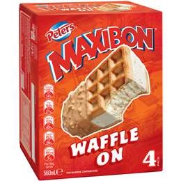 Peters Maxibon Waffle On Frozen Dessert Bars 4 Pack