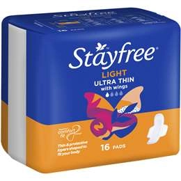 Stayfree Ultra Thin Light Pads Pads With Wings 16 Pack