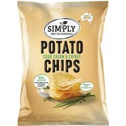 Simply Sour Cream & Chives 25% Less Fat Potato Chips Share Pack 120g