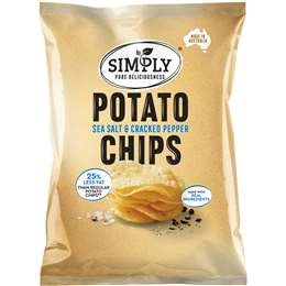 Simply Sea Salt & Cracked Pepper 25% Less Fat Potato Chips 120g