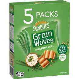 Sunbites Grainwaves Sour Cream & Chives Wholegrain Chips Multipack 110g