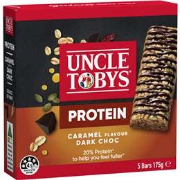 Uncle Tobys Protein Caramel Flavour Dark Choc Muesli Bars 5 Pack