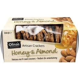 Olina's Bakehouse Artisan Crackers Honey & Almond 100g