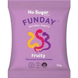 Funday Fruity Flavoured Gummy Snakes  50g