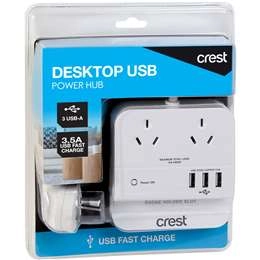 Crest Crest Power Hub 2 Socket 3 Usb  3g