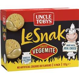 Uncle Tobys Le Snak Vegemite  6 Pack