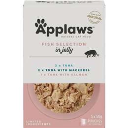 Applaws Cat Food Pouches Selected Fish In Jelly 5 Pack 250g