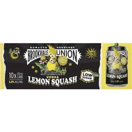 Brookvale Union Vokda Lemon Squash Low Sugar Cans 330ml X 10 Pack