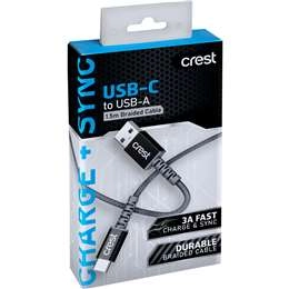 Crest Usb-c To Usb-a Braided Cable 1.5m