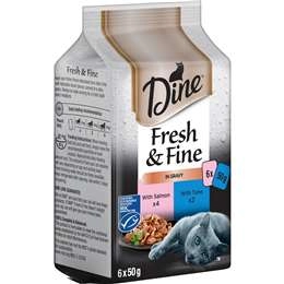 Dine Fresh & Fine Gravy Salmon & Tuna 50g X 6 Pack