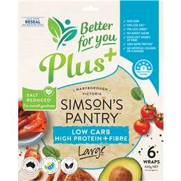 Simson's Pantry Low Carb High Protein + Fibre Large Wraps 6 Pack