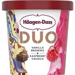 Haagen-dazs Duo Vanilla Brownie & Raspberry Crunch Ice Cream Tub 420ml