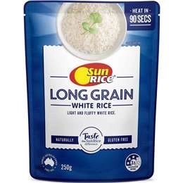 Sunrice Microwave White Long Grain Rice Pouch 250g