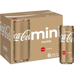 Coca - Cola Vanilla  Soft Drink Mini Cans  250ml X 6 Pack