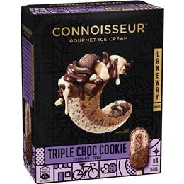 Connoisseur Triple Chocolate Cookie Ice Cream 4 Pack