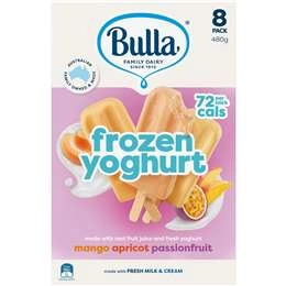 Bulla Frozen Yogurt Mango Apricot Or Passionfruit Dessert Sticks 8 Pack