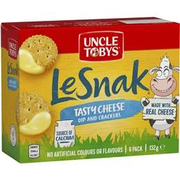 Uncle Tobys Le Snak Tasty Cheese Dip & Crackers 6 Pack