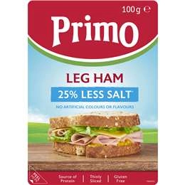 Primo Leg Ham Sliced Salt Reduced  100g