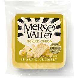 Mersey Valley Pickled Onion Cheddar Cheese Block 235g