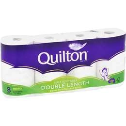 Quilton Double Length Toilet Tissue 3 Ply Prints 360 Sheets 8 Pack