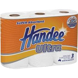 Handee Ultra Paper Towel White 2 Ply 180 Sheets 3 Pack