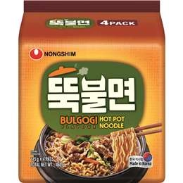 Nongshim Hot Pot Noodles Bulgogi Flavour 4 Pack