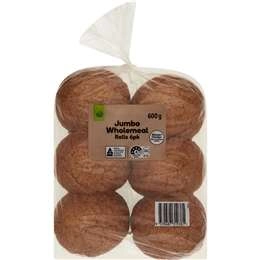 Woolworths Jumbo Wholemeal Rolls  6 Pack