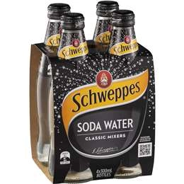 Schweppes Soda Water Bottle Classic Mixers Glass Multipack 300ml X 4 Pack