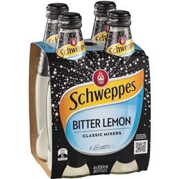 Schweppes Bitter Lemon Soft Drink Classic Mixers Multipack 300ml X 4 Pack