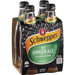 Schweppes Dry Ginger Ale Soft Drink Bottle Mixers Multipack 300ml X 4 Pack