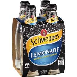 Schweppes Lemonade Soft Drink Bottle Glass Multipack 300ml X 4 Pack