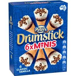 Peters Drumstick Minis Ice Cream Vanilla 6 Pack