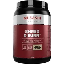 Musashi Shred & Burn Vanilla Milkshake Flavour 900g