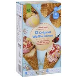 Woolworths Natural Plain Waffle Cones 12 Pack