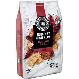 Red Rock Deli Gourmet Crackers Chilli Roast Garlic Lemon Oil 130g