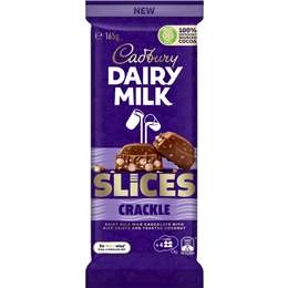 Cadbury Dairy Milk Slices Crackle Chocolate Block 165g