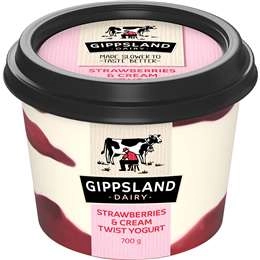 Gippsland Dairy Twist Yoghurt Strawberries & Cream 700g