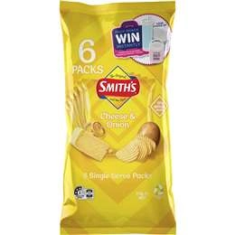 Smith's Crinkle Cut Cheese & Onion Potato Chips Multipack 114g