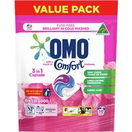 Omo With A Touch Of Comfort Laundry Capsules 3 In 1 50 Pack