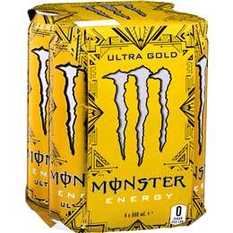 Monster Energy Ultra Gold Cans 500ml X 4 Pack