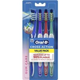 Oral-b Cross Action Toothbrush Soft 4 Pack