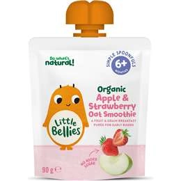 Little Bellies Organic Apple & Strawberry Oat Smoothie Baby Food Pouch 90g