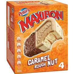 Peters Maxibon Caramel Rough Nut Ice Cream 4 Pack