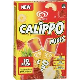 Calippo Streets Mini Water Ice Block Raspberry Pineapple 10 Pack