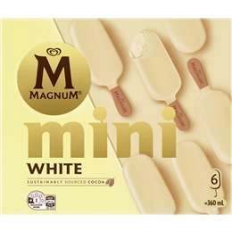 Magnum Mini White Frozen Dessert Sticks 6 Pack