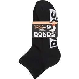 Bonds Womens Socks 1/4 Sports Size 3-8 Assorted 3 Pack