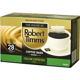 Robert Timms Italian Espresso Style Coffee Bags 28 Pack