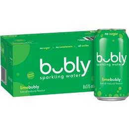  Bubly Lime Sparkling Water No Sugar Multipack Cans 375ml X 8 Pack