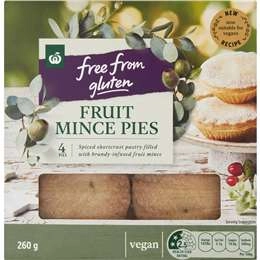 Woolworths Free From Gluten Fruit Mince Pies  4 Pack